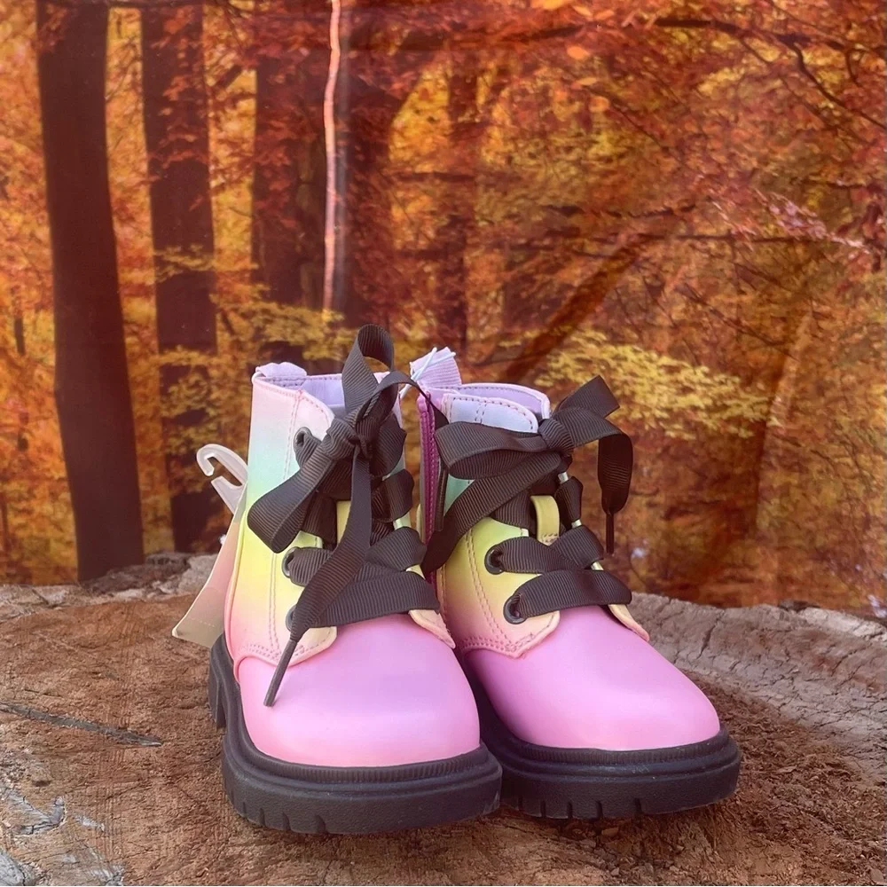 Cat & Jack pink rainbow boots little kids size 5